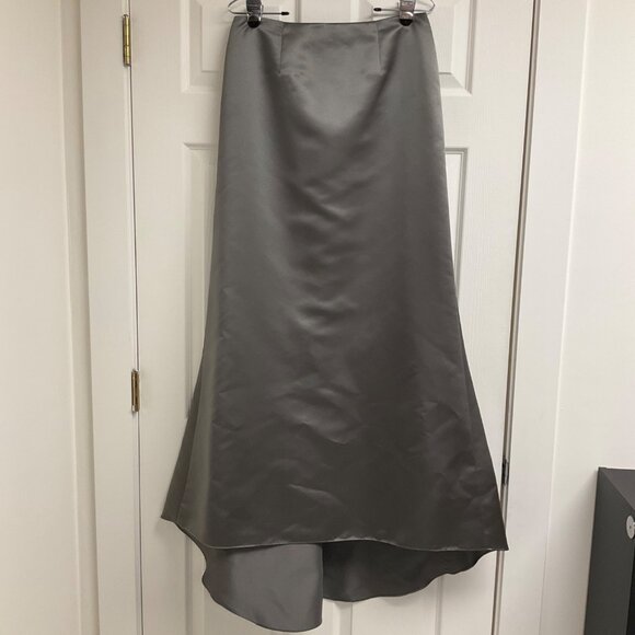 New Image Two-Piece Gray Corset Sweep Train Silk Womens Sz 10 Formal Dress Prom - Picture 5 of 16